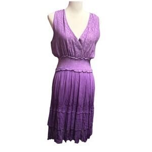 Raya Sun Size Medium Purple Sleeveless Sundress Tie Dye Dress Resort Vacation
